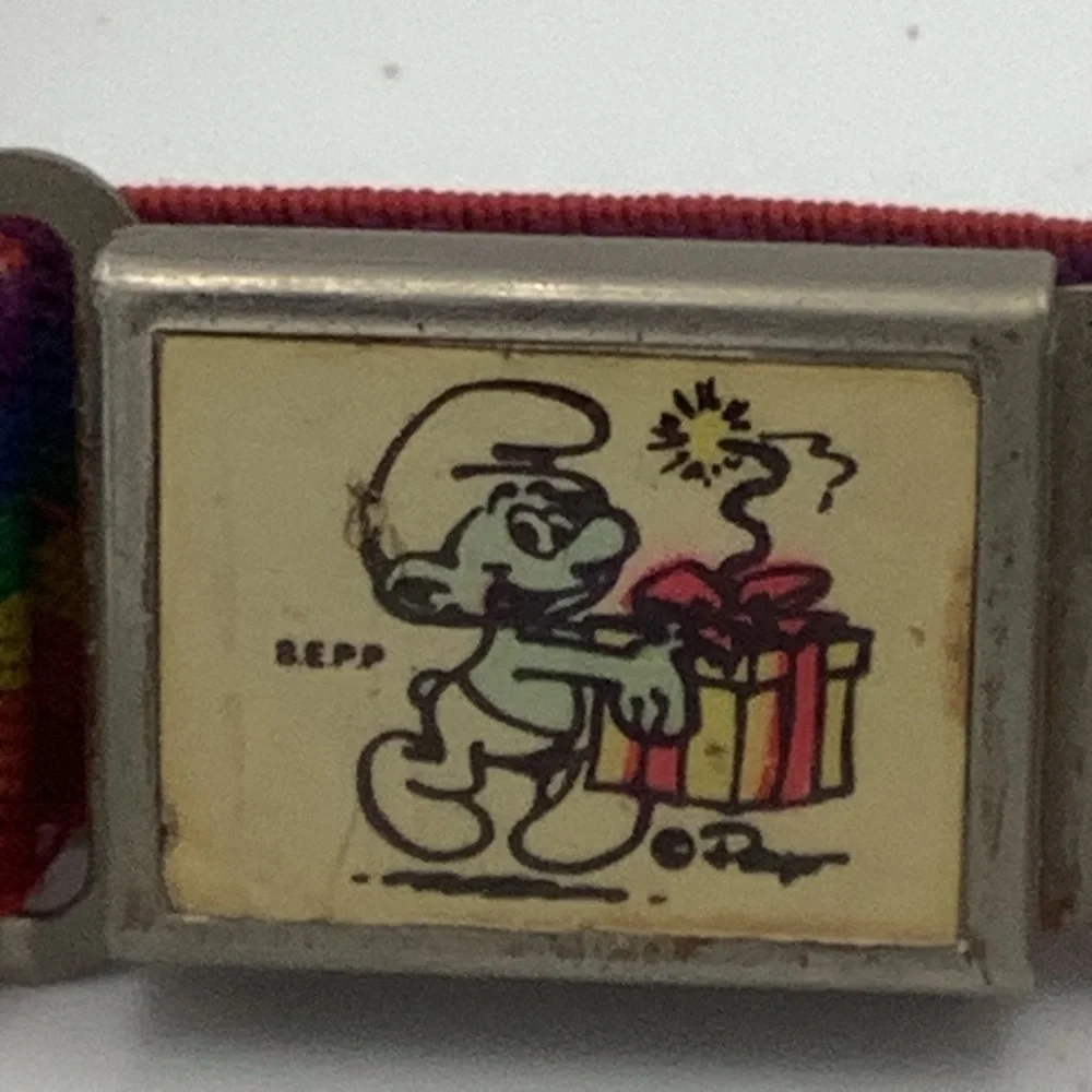 Vintage Child’s Blue Smurf Fabric Rainbow Belt